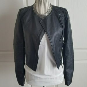 Black Motorcycle Jacket with Silver Accents